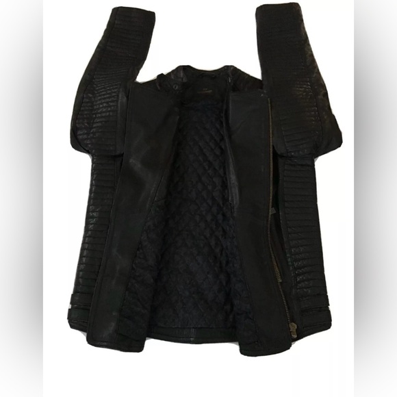 Men’s Small Scotch and Soda Black Leather Jacket - Picture 3 of 8